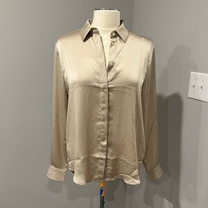 NWT J. Crew Women's Satin Button Down Shirt - Beige